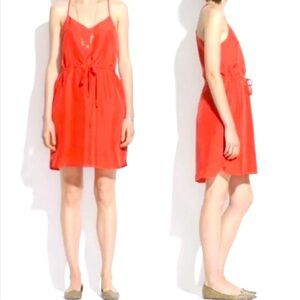Madewell Red 100% Silk Racer Back Dress Size 4